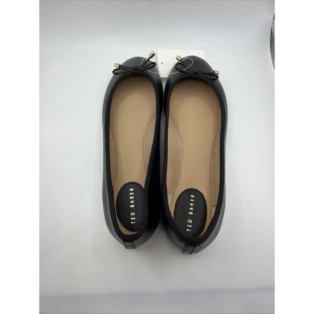 Ted Baker Classic Genuine Leather Black Ballet Shoes Size 7.5 New